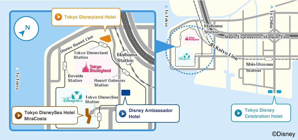 Mapa de Tokyo Disney Resort Hoteles